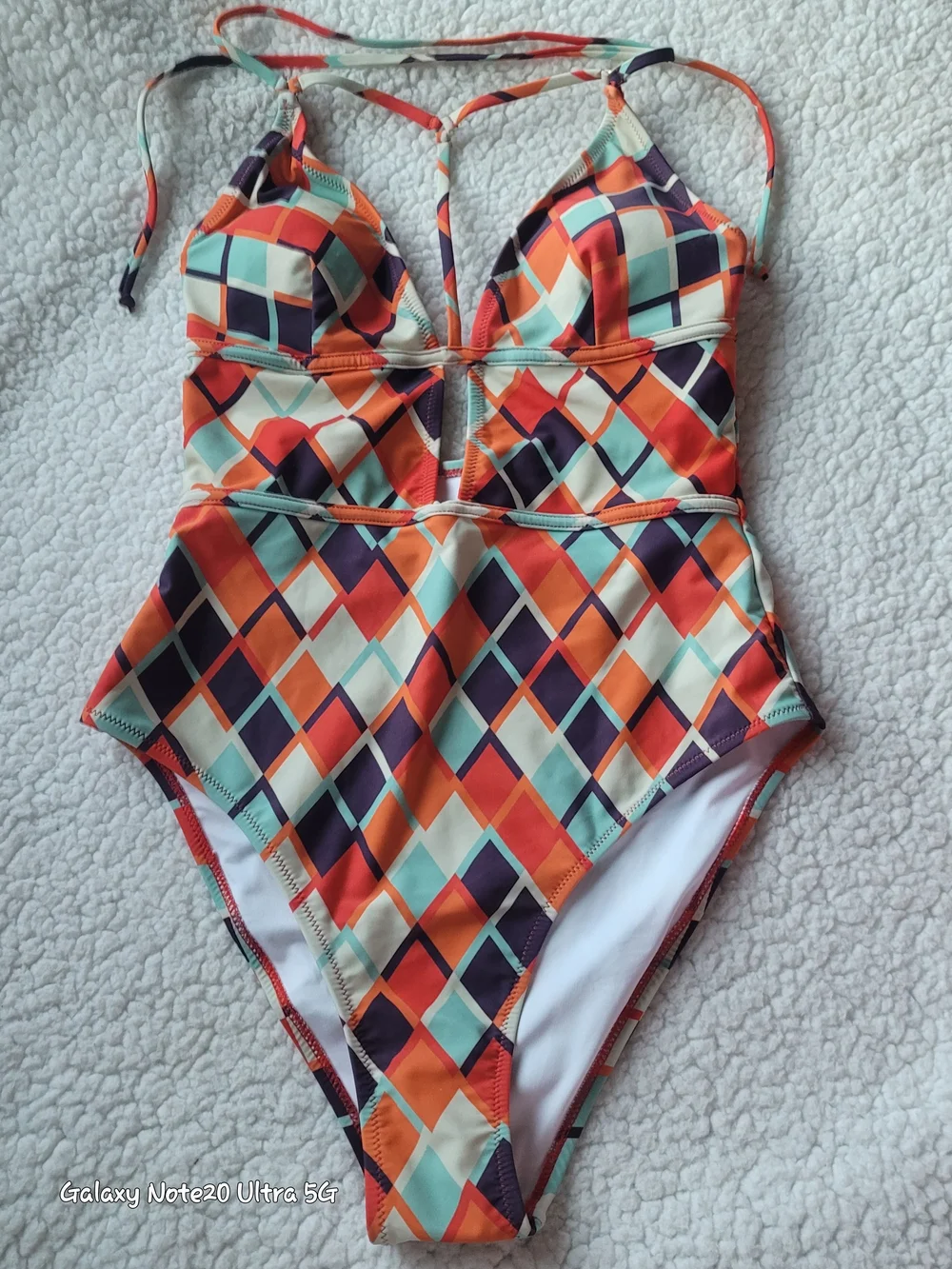 NWOT Cupshe Geometric Print Plunging Halter One Piece Swimsuit Medium
